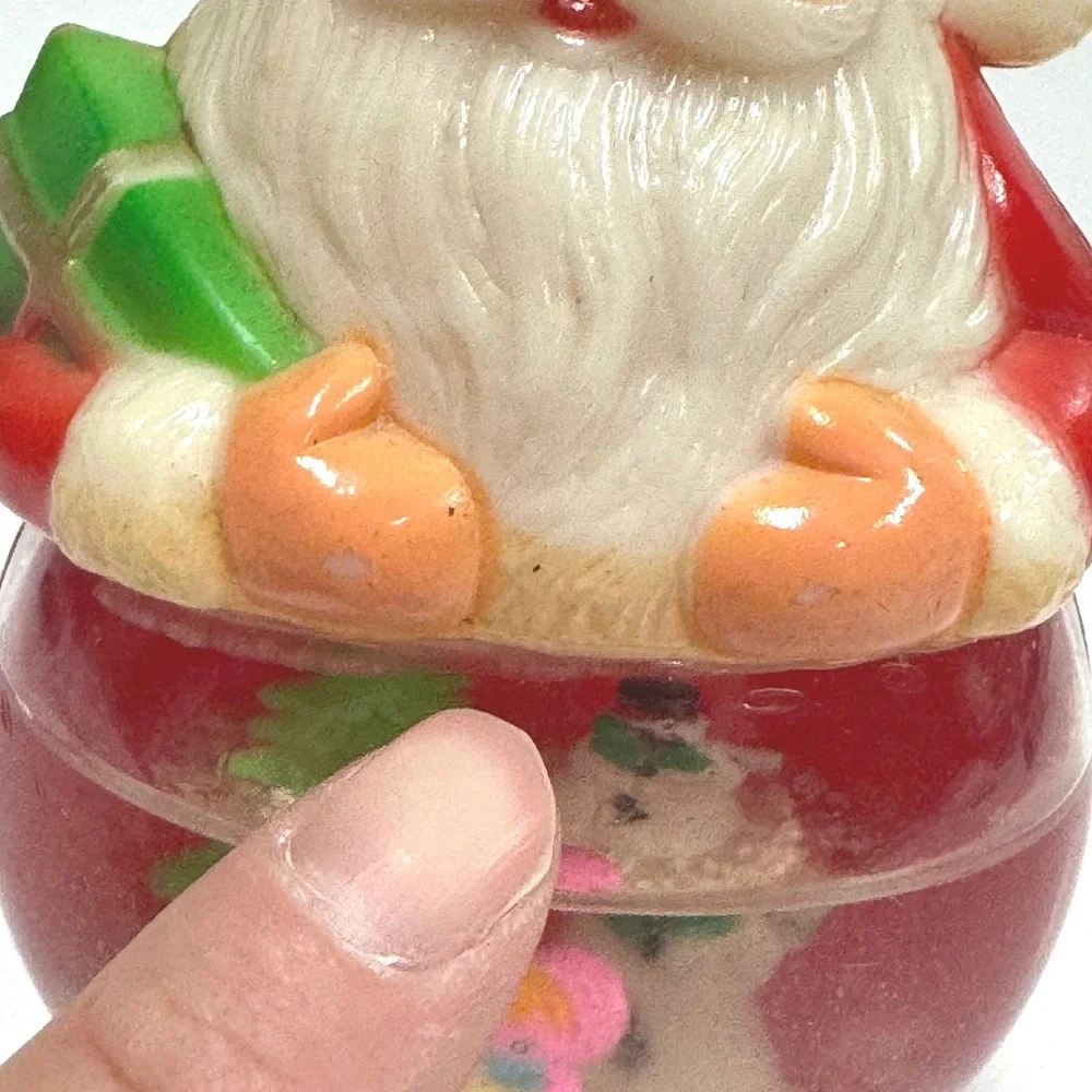Vintage Santa Claus Snow Globe Figurine Plastic Christmas Decor Retro 5 inch